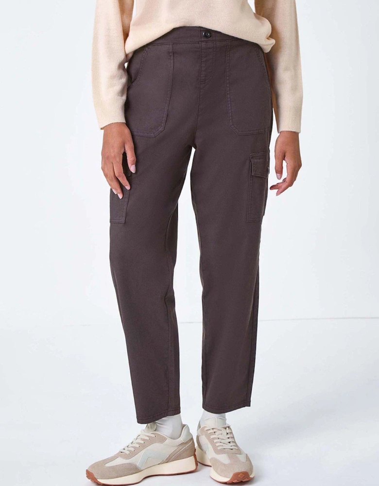 Casual Cargo Stretch Trousers - Brown