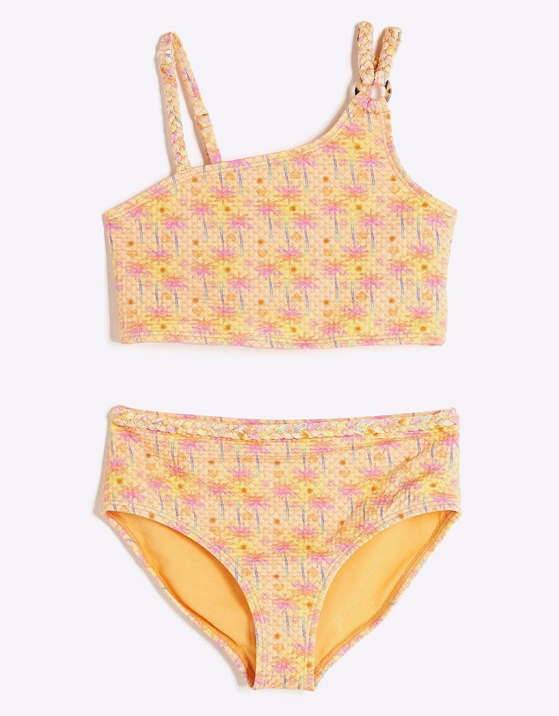 Girls Glitter Palm Print Bikini Set - Orange, 2 of 1