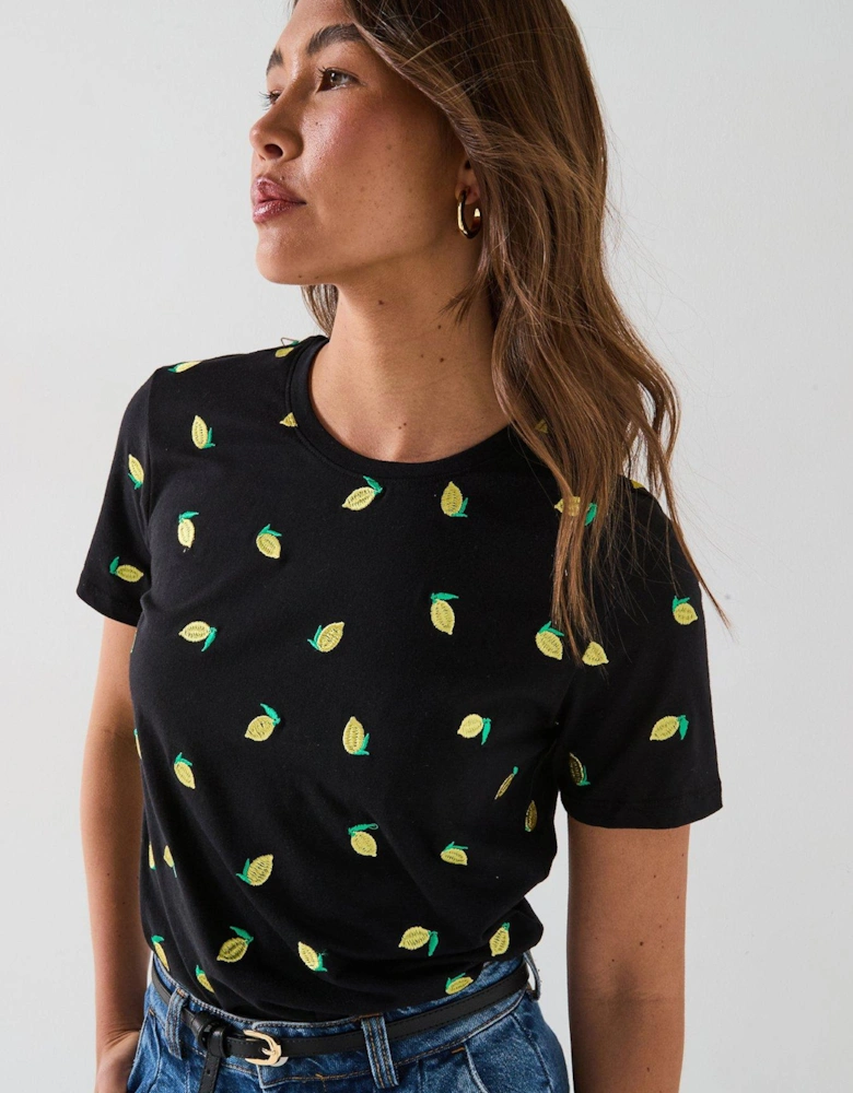 All Over Embroidered T-Shirt - Multi