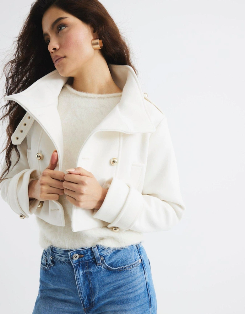 Cropped Military Jacket - Cream