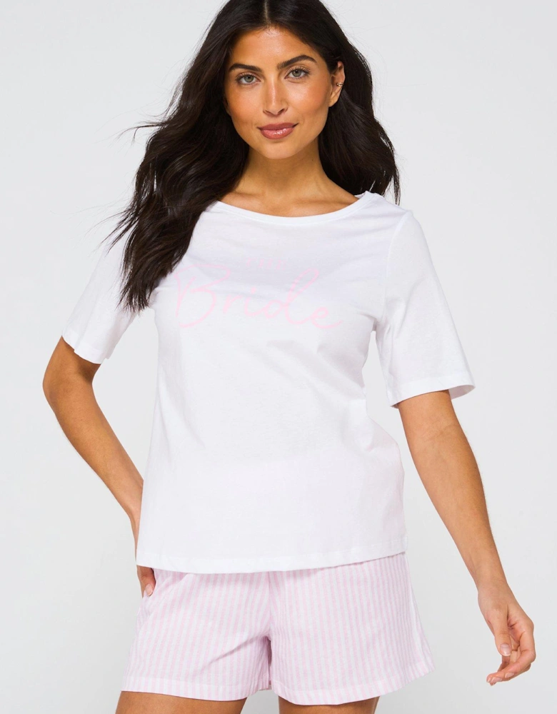 Bride Short Sleeve Short Pyjama Set - Cream