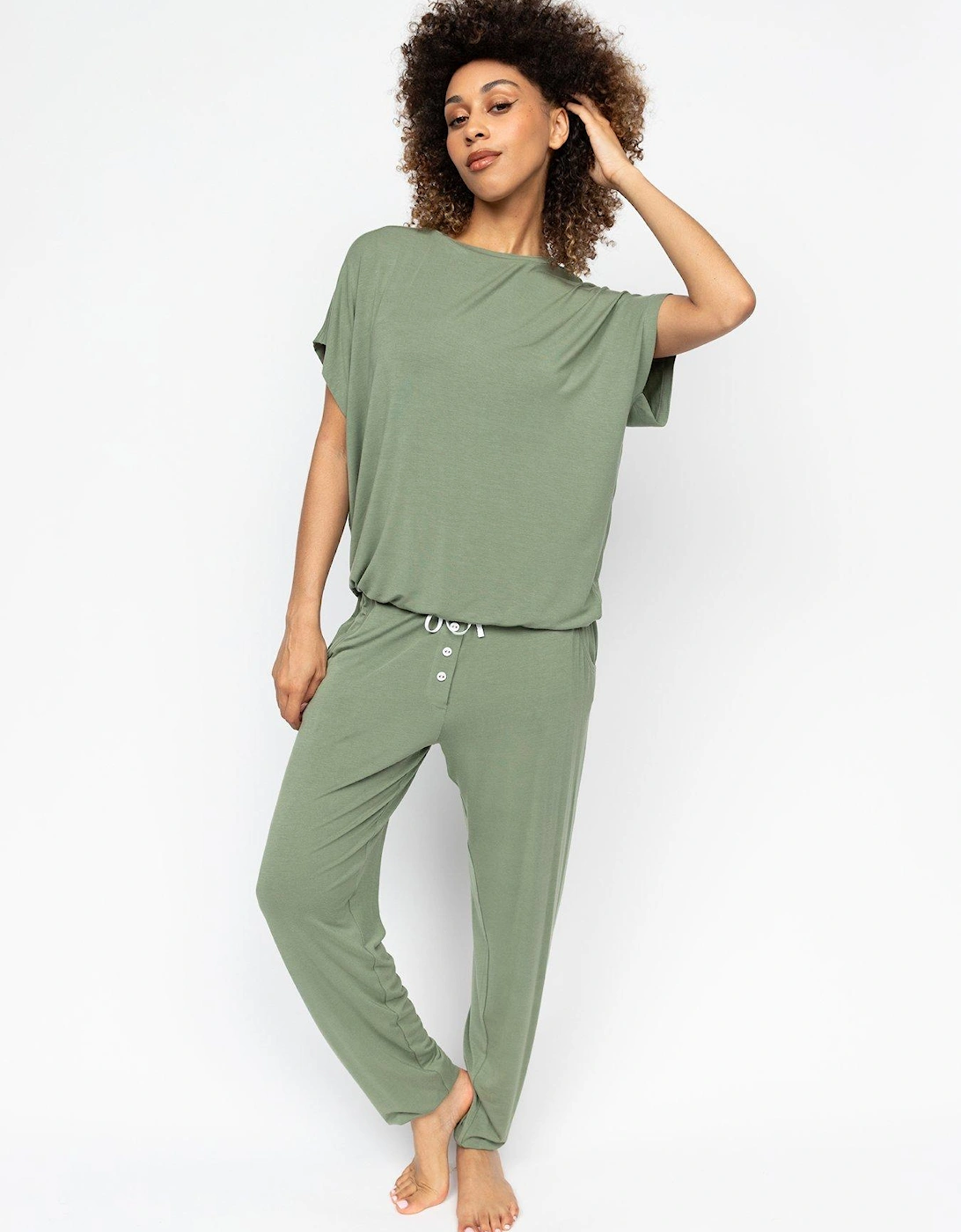 Lea Sage Green Jersey Pyjama Bottoms, 2 of 1