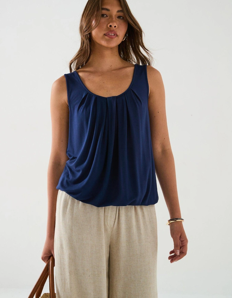 Bubble Hem Vest Top - Navy