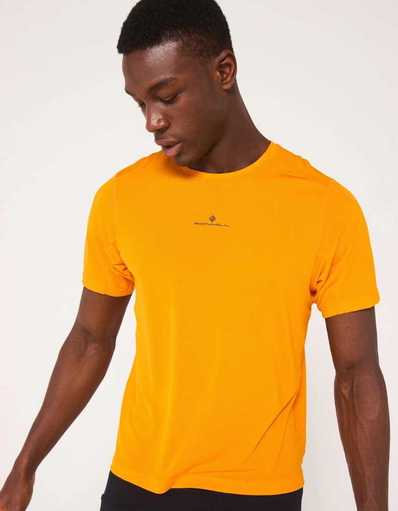 Mens Running Tech Short Sleeve Tee - Tangelo/Black
