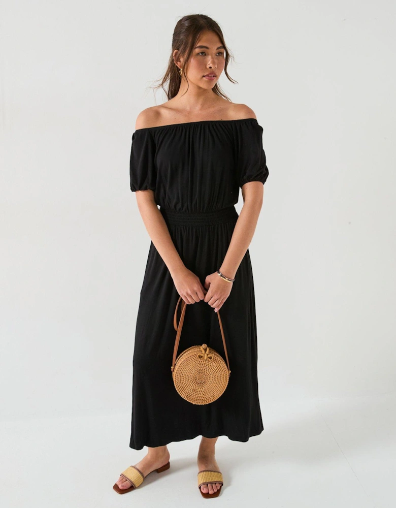 Bardot Tiered Midaxi Dress - Black