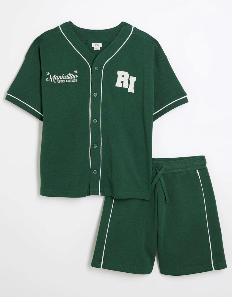 Boys Sporty Shirt & Shorts Set - Bottle Green