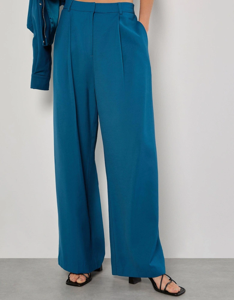 Tailored Pleat Detail Trousers - Teal