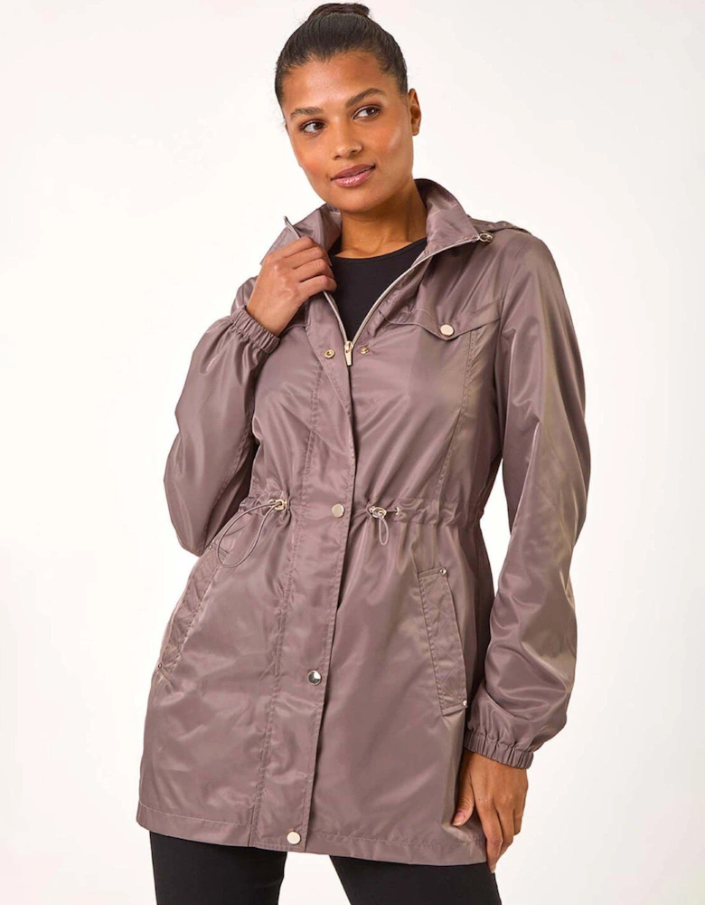 Shower Resistant Longline Jacket - Beige