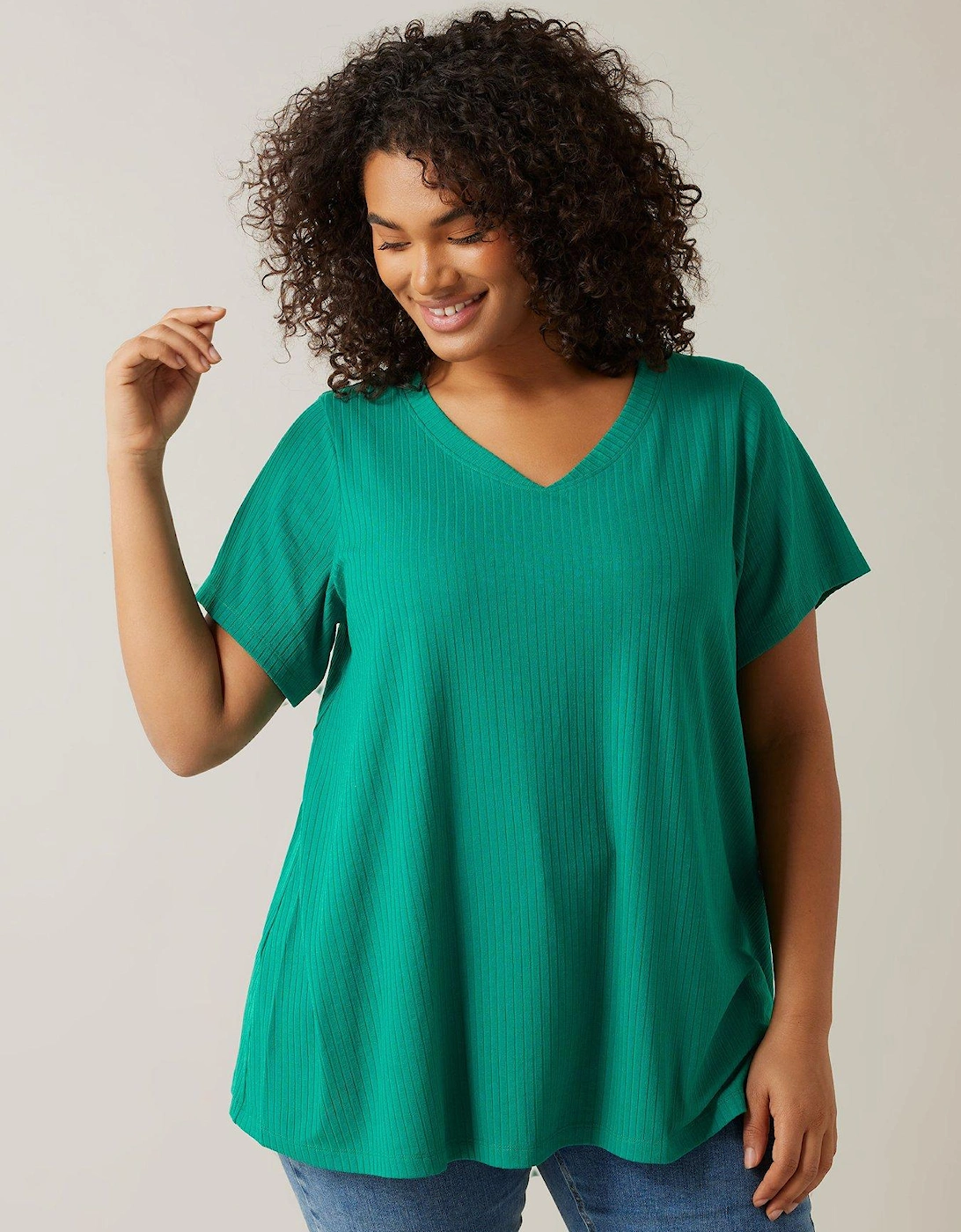 Short Sleeve Modal Rich Ribbed T-Shirt - Green, 2 of 1