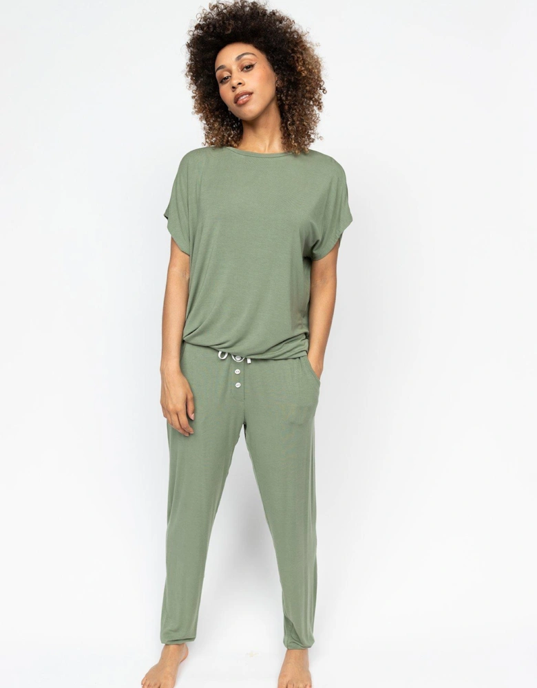 Lea Sage Green Slouch Jersey Cap Slv Pyjama Top