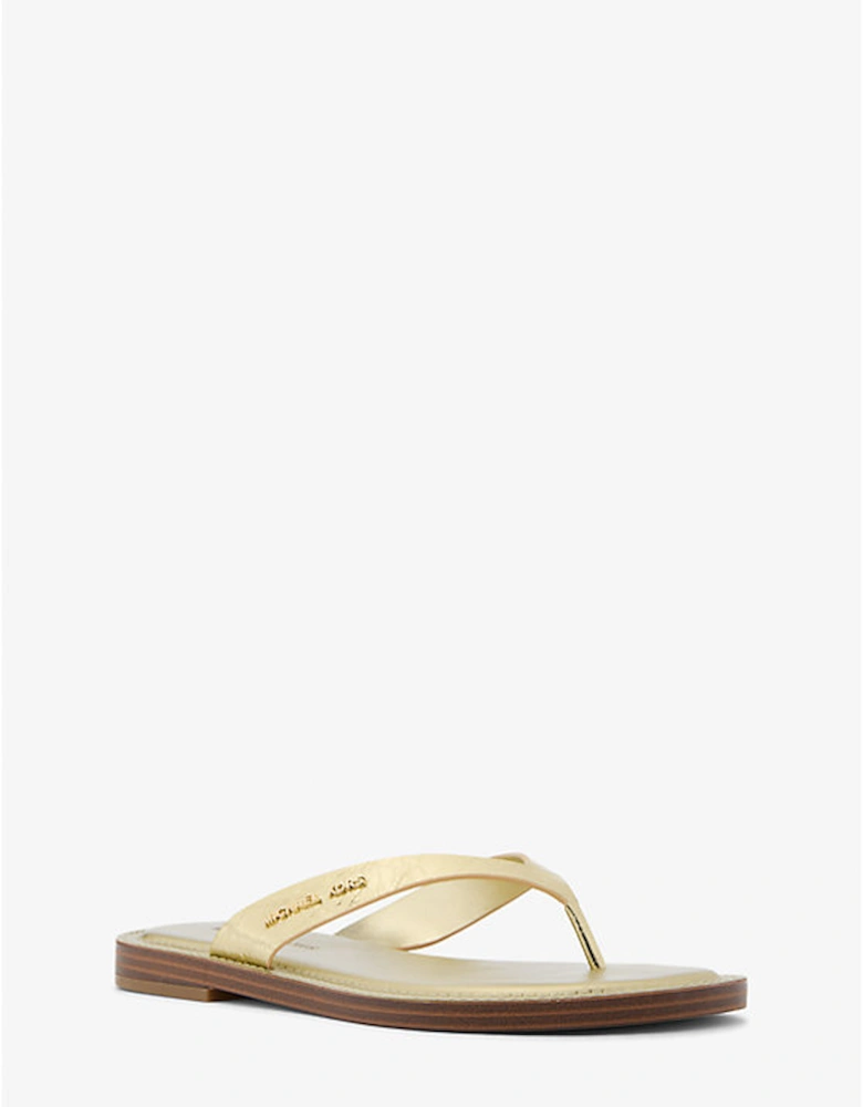 Koko Metallic Crackled Leather Flip Flop