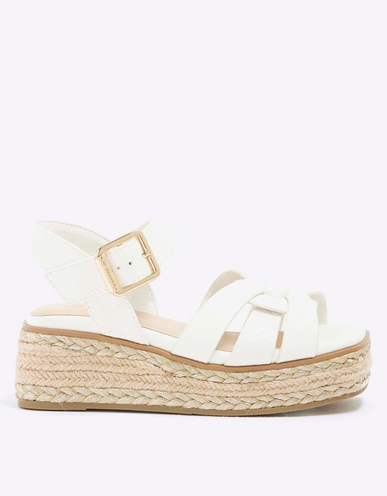 Girls Espadrille Weave Wedge Sandals - White