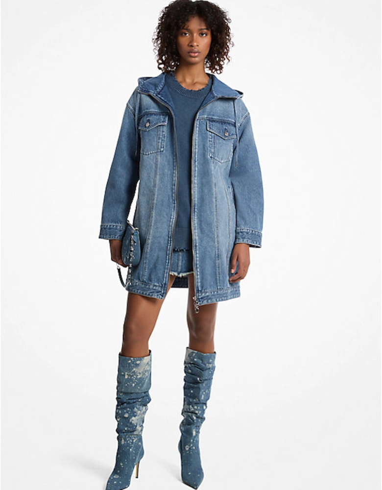 Oversized Hooded Denim Coat