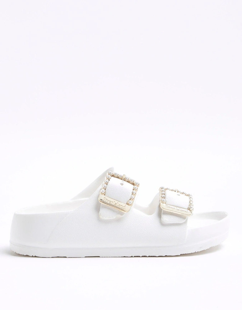 Girls Pearl Moulded Sandals - White