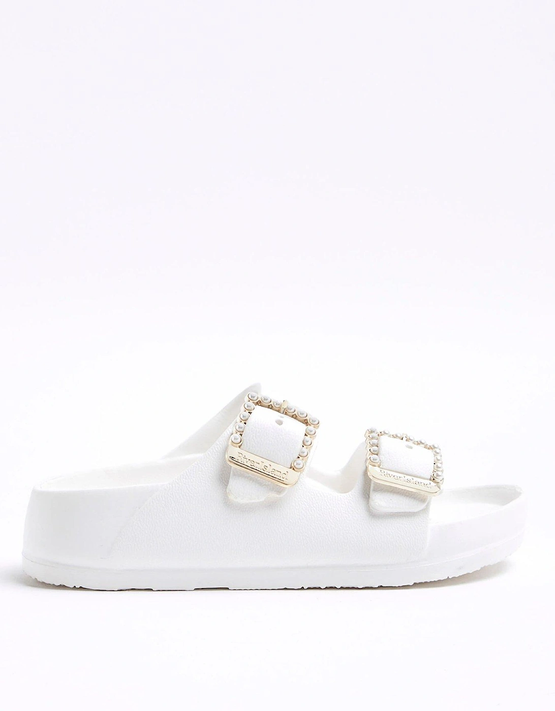 Girls Pearl Moulded Sandals - White, 2 of 1