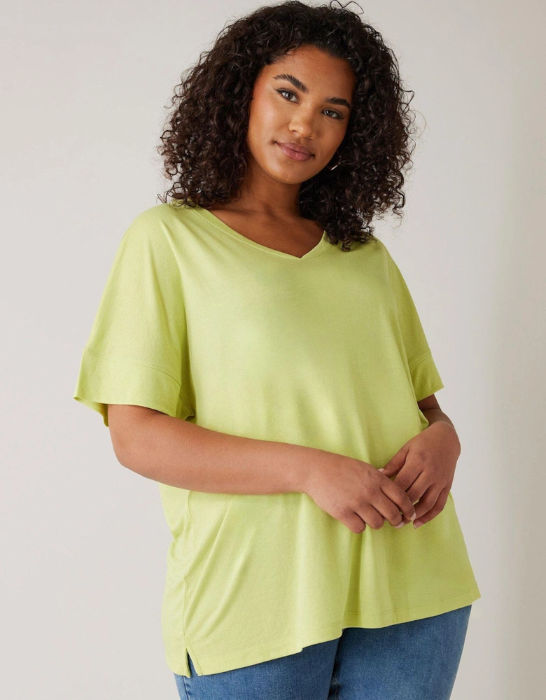 V Neck Modal T-shirt Chartreuse