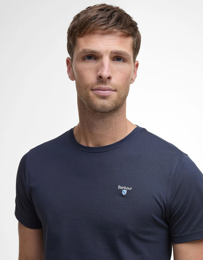 Tartan Trim Pique T-Shirt NY91 Navy