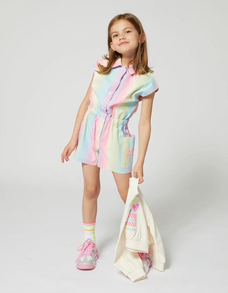 Girls Pastel Multi Rainbow Playsuit