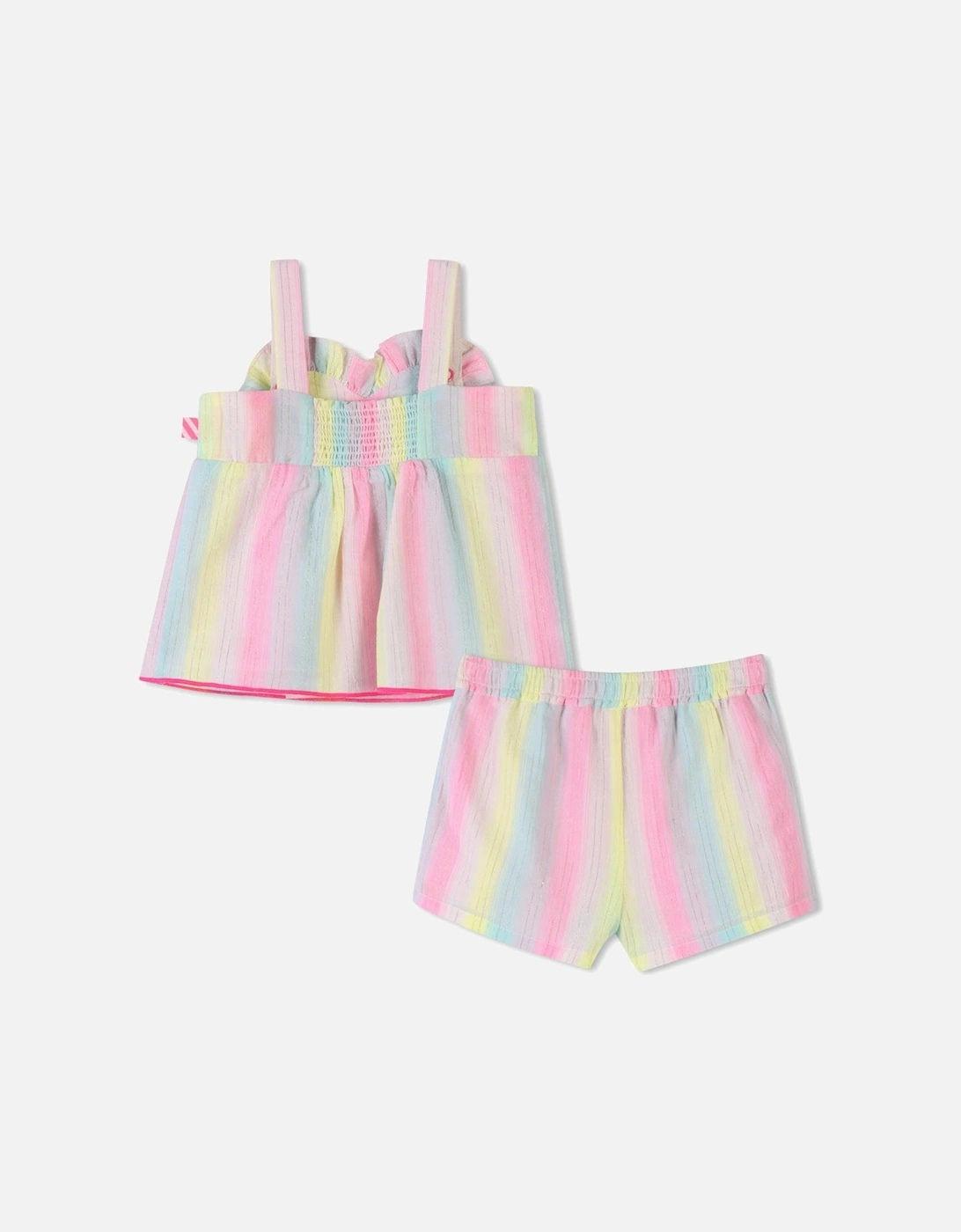 Girls Pastel Multi Rainbow Heart Short Set