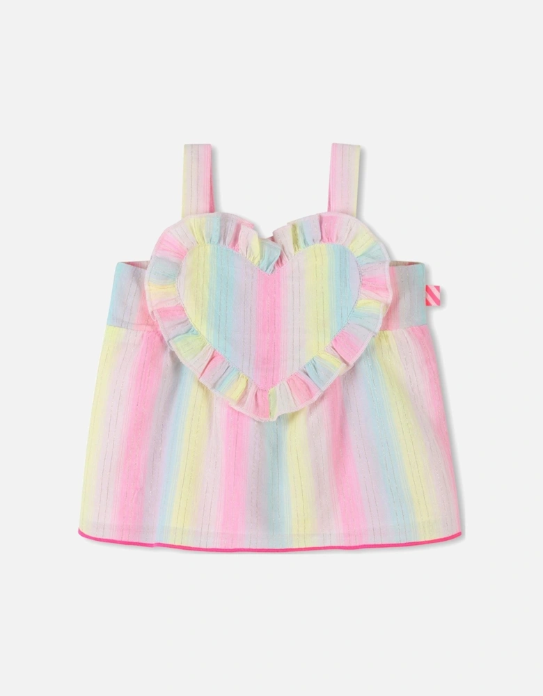 Girls Pastel Multi Rainbow Heart Short Set