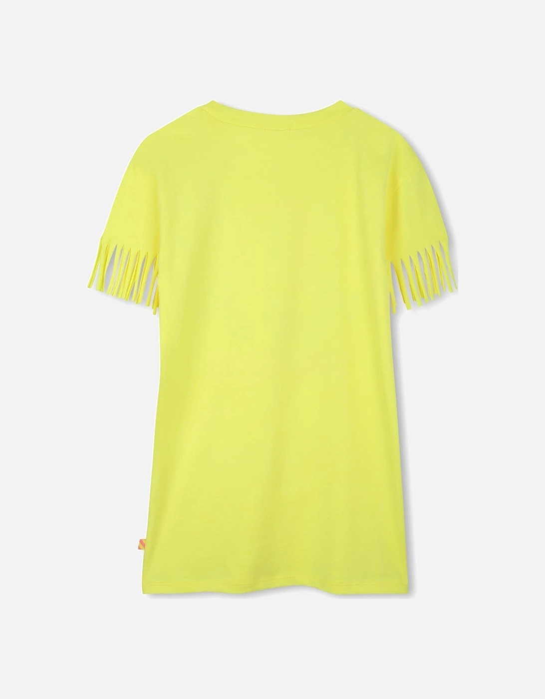 Girls Fluorescent Yellow Tassel T-Shirt Dress