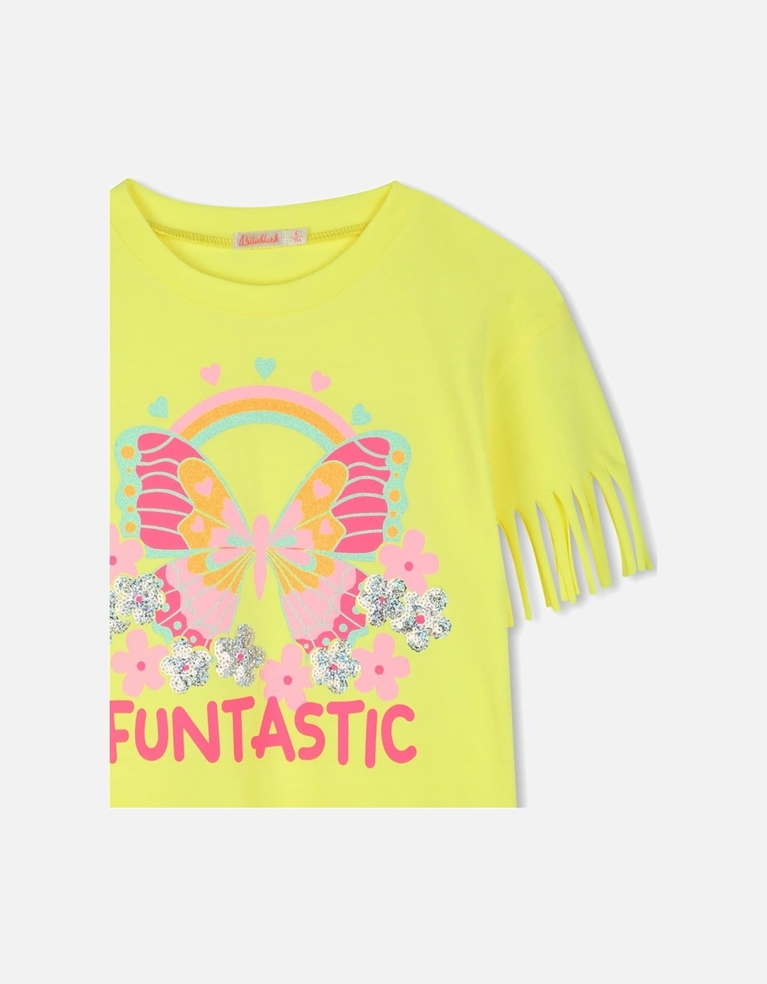 Girls Fluorescent Yellow Tassel T-Shirt Dress