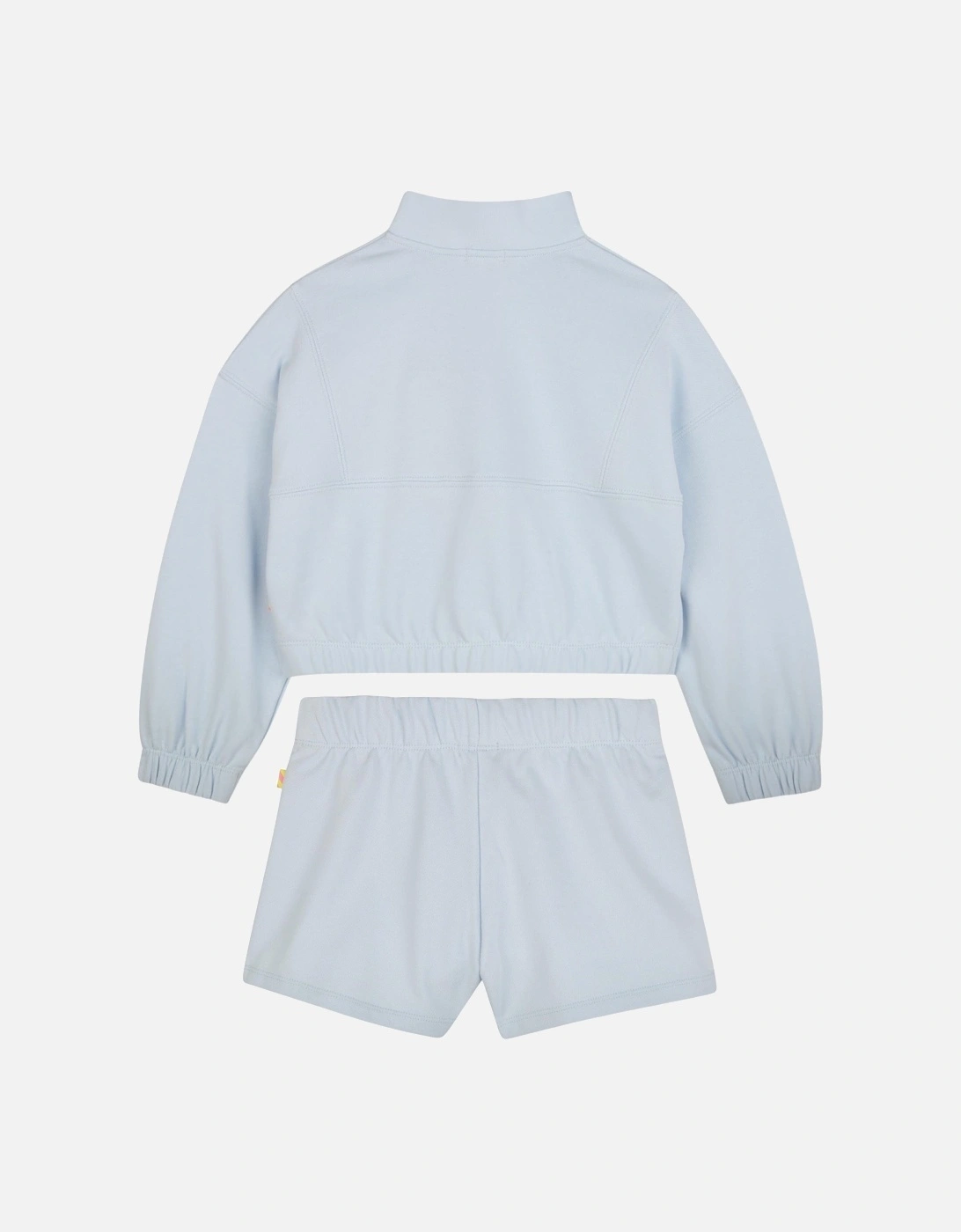 Girls Pale Blue Zip Up Jumper Short Set