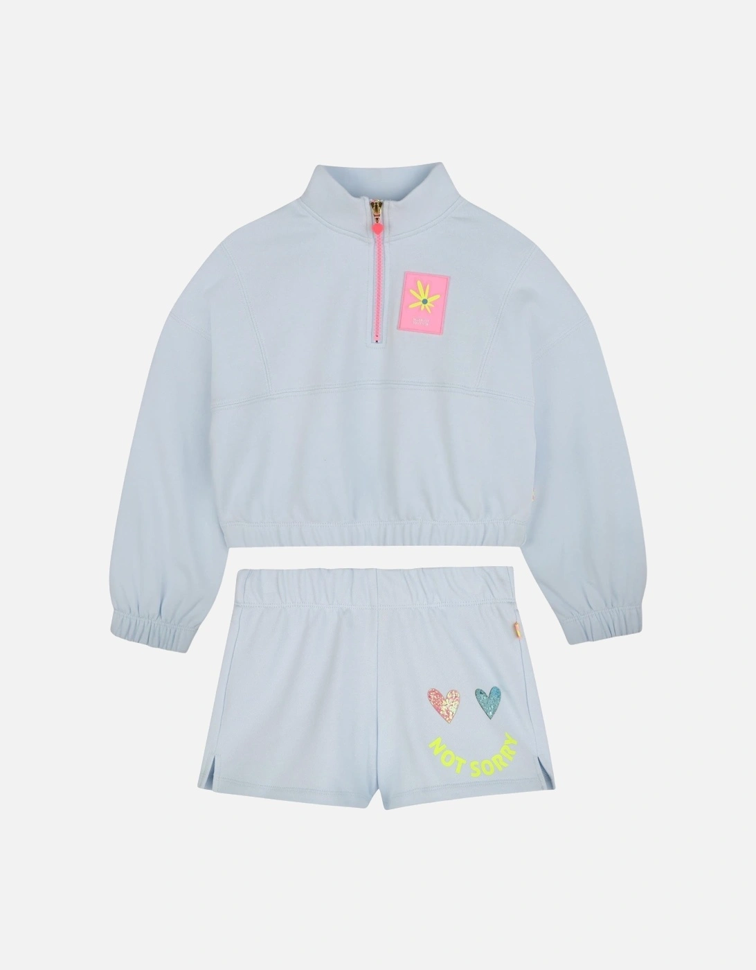 Girls Pale Blue Zip Up Jumper Short Set, 5 of 4