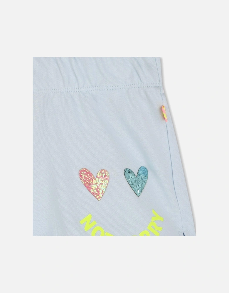 Girls Pale Blue Zip Up Jumper Short Set