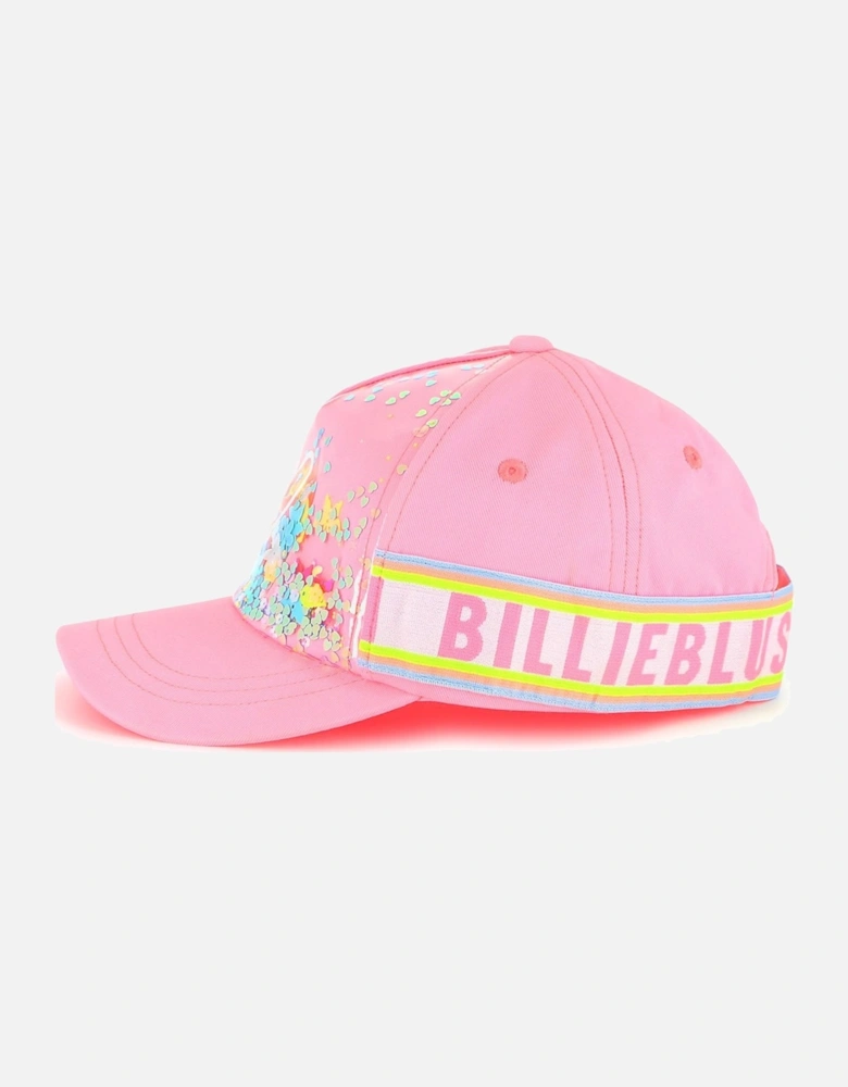 Girls Pink Sequin Logo Band Cap