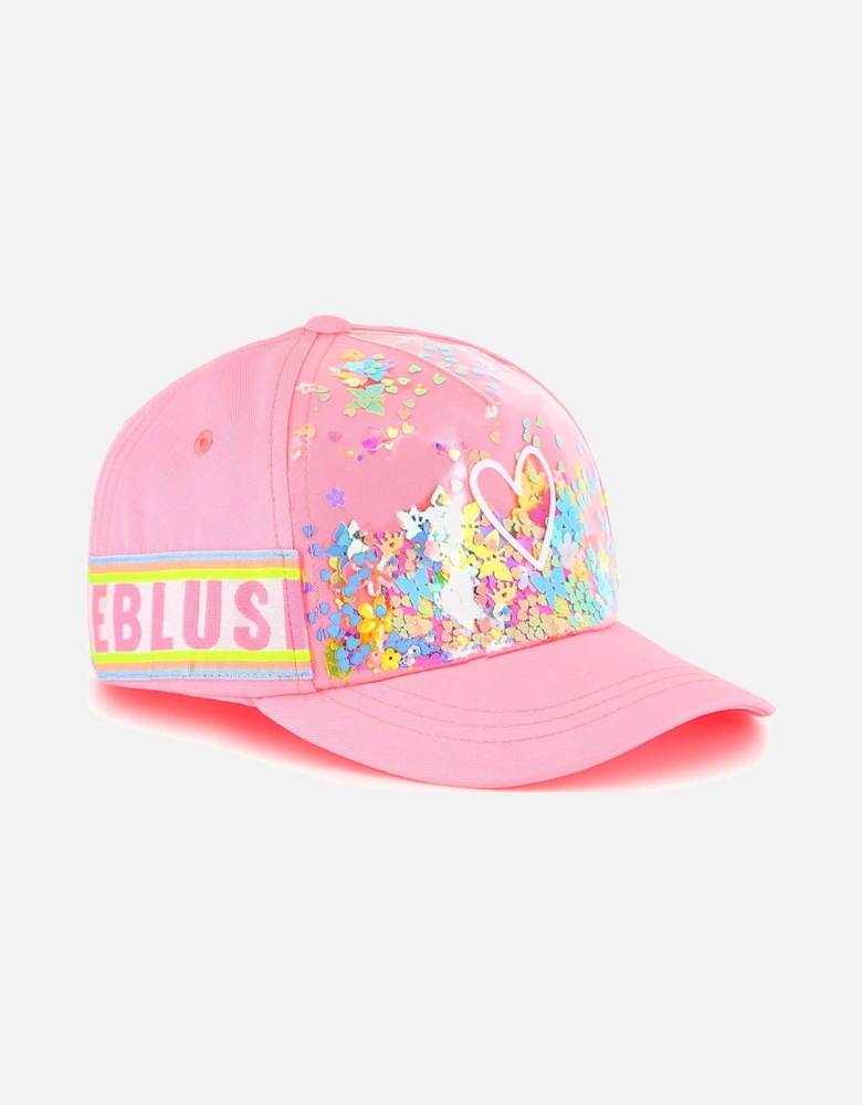 Girls Pink Sequin Logo Band Cap