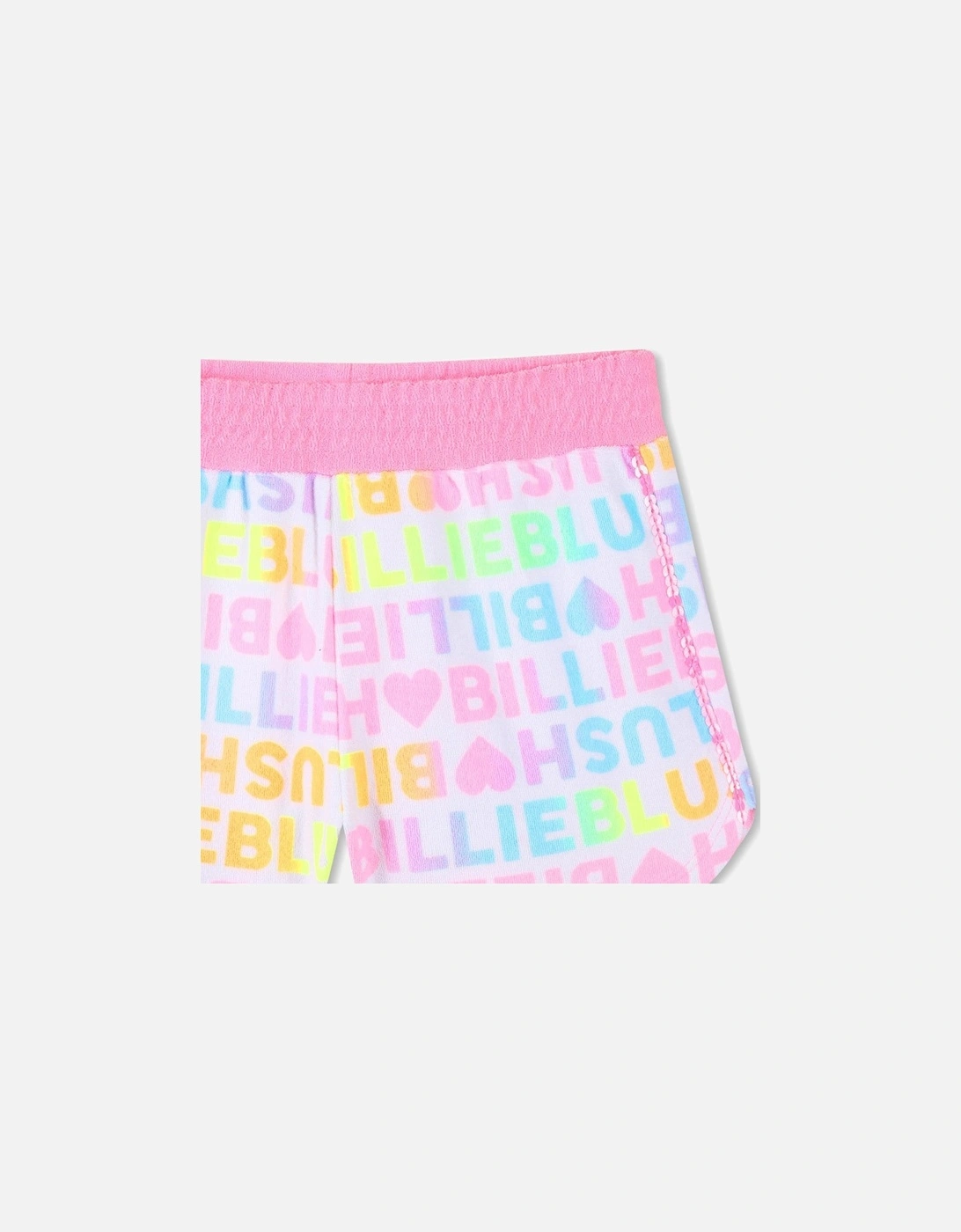 Girls Pink Multi Towelling Logo Short Set