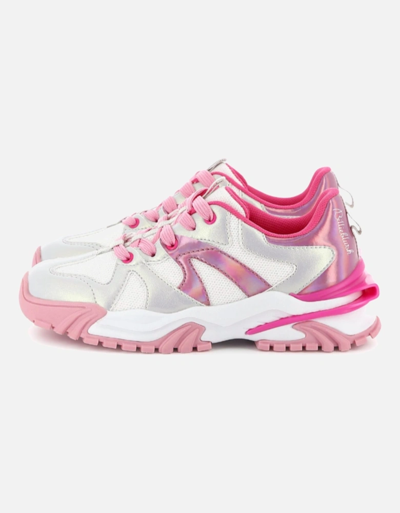 Girls Pink and Silver Sporty Trainers