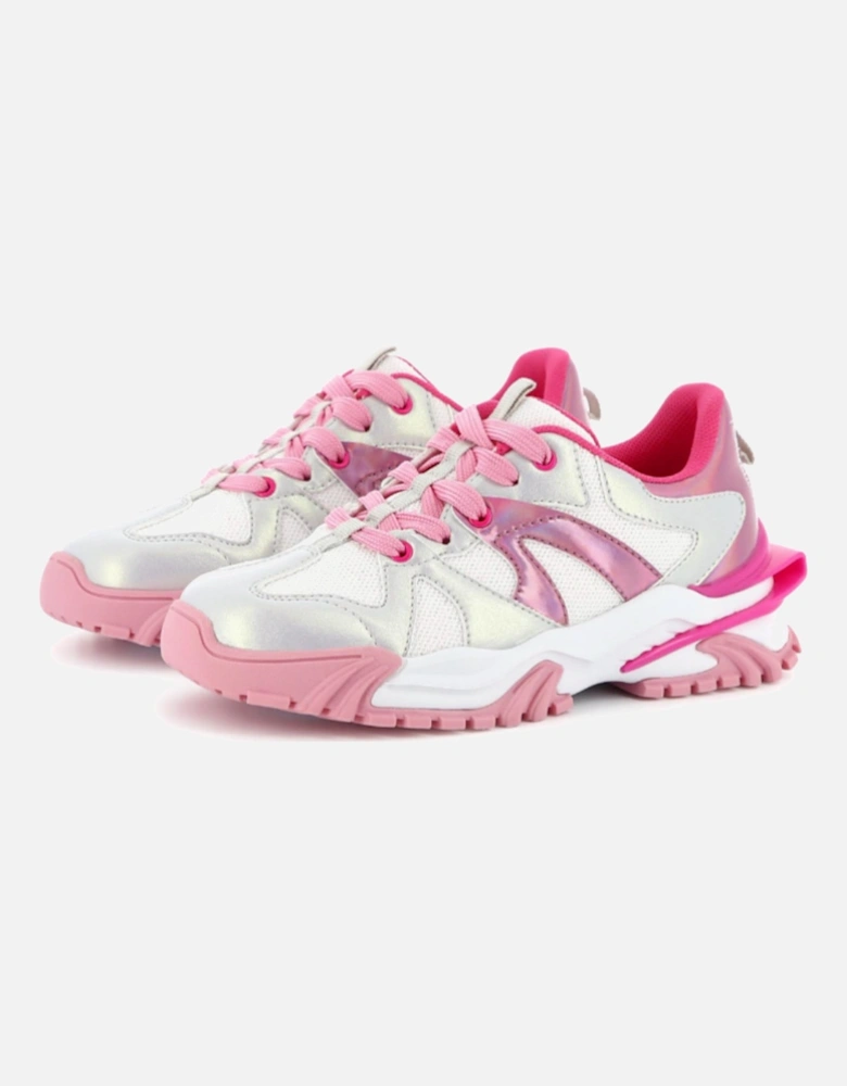 Girls Pink and Silver Sporty Trainers