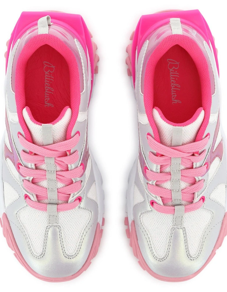 Girls Pink and Silver Sporty Trainers