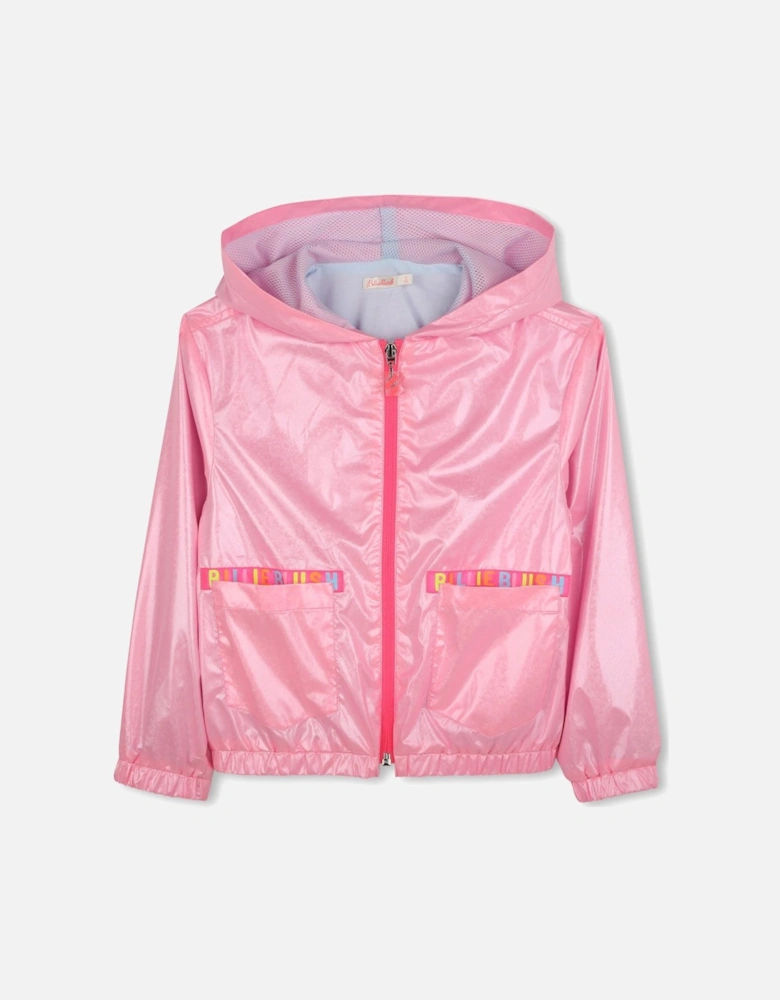 Girls Pink Shimmer Windbreaker Jacket