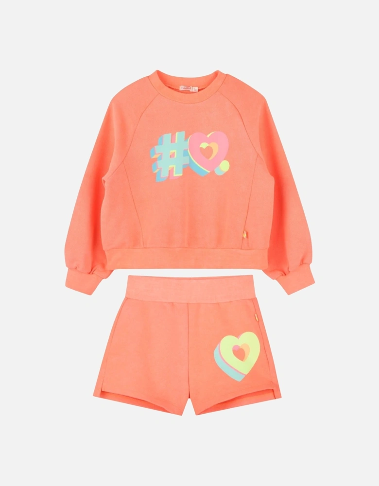 Girls Orange Jumper Short Set