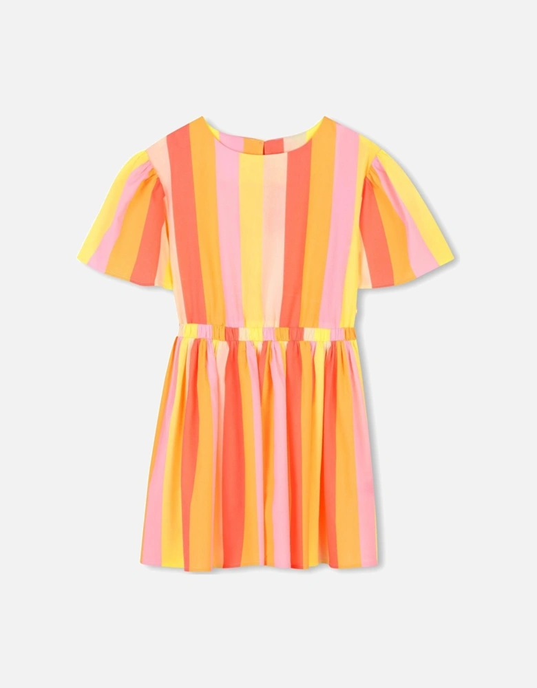 Girls Orange Stripe Summer Dress