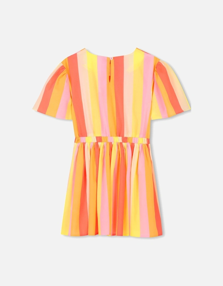 Girls Orange Stripe Summer Dress