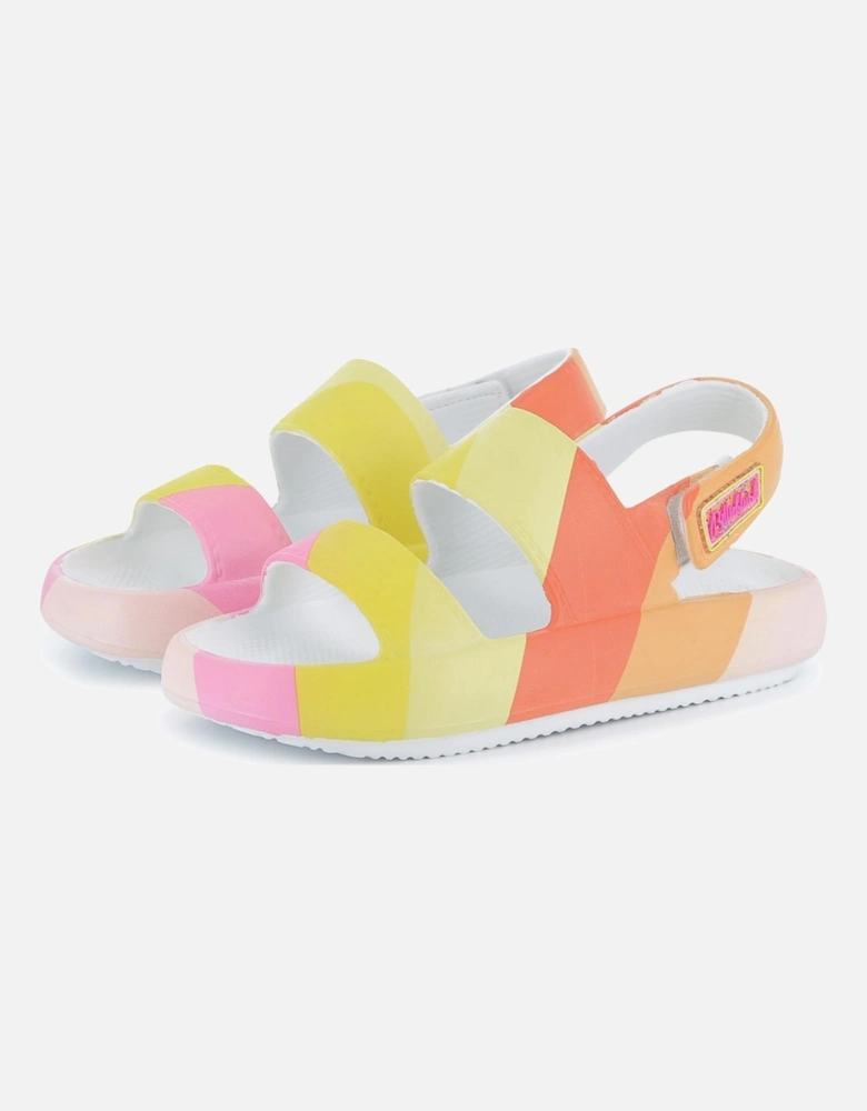 Girls Orange Velcro Strap Rubber Sandals