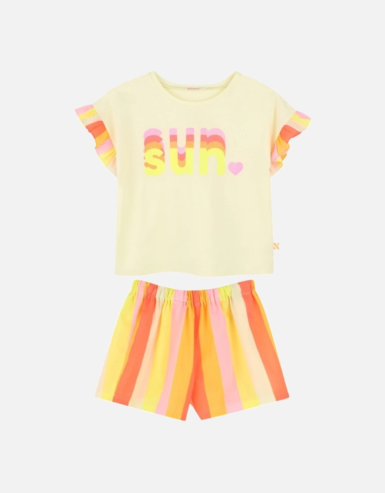 Girls Lemon and Orange Stripe Short Set