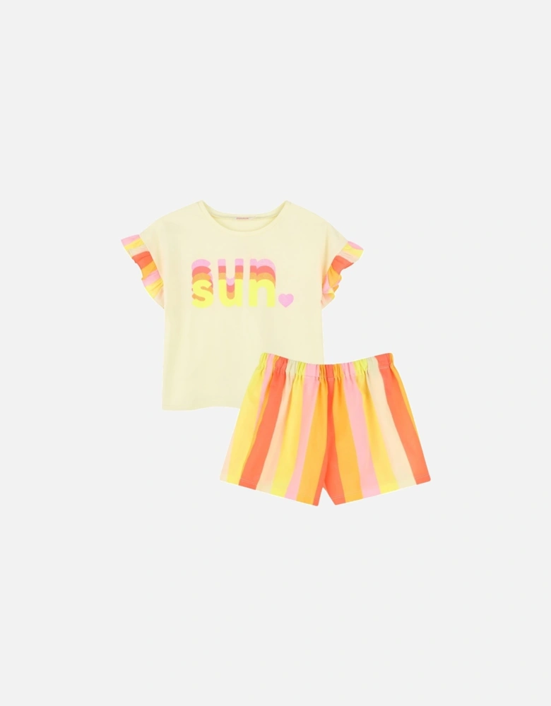 Girls Lemon and Orange Stripe Short Set