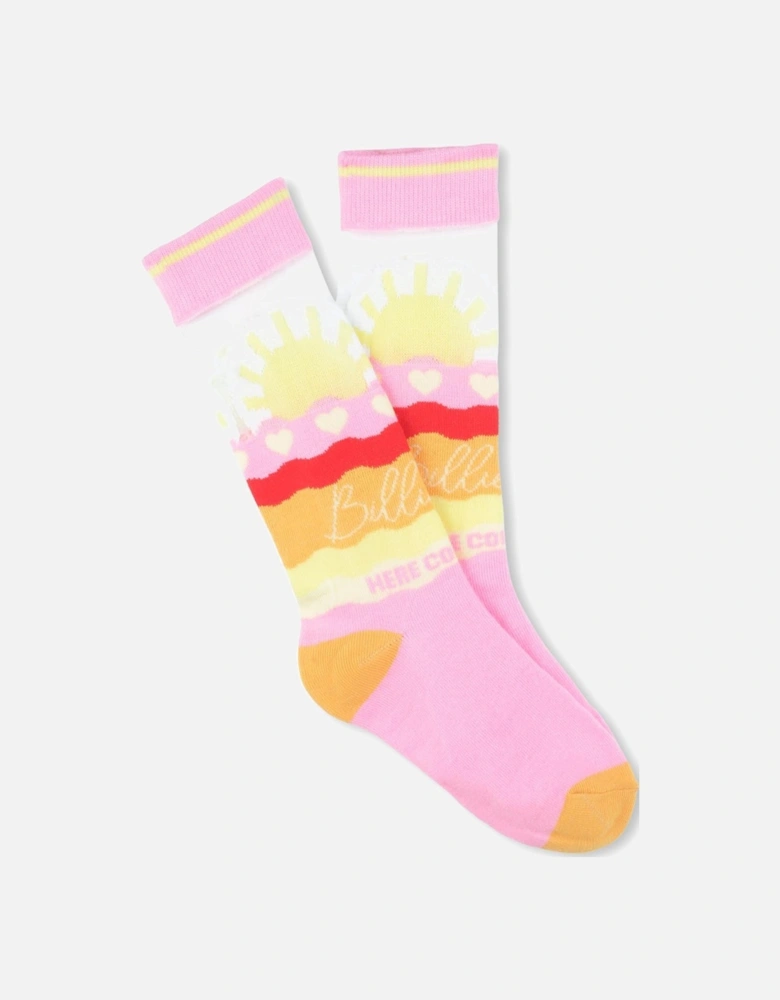 Girls Pink Sunset Knee Socks