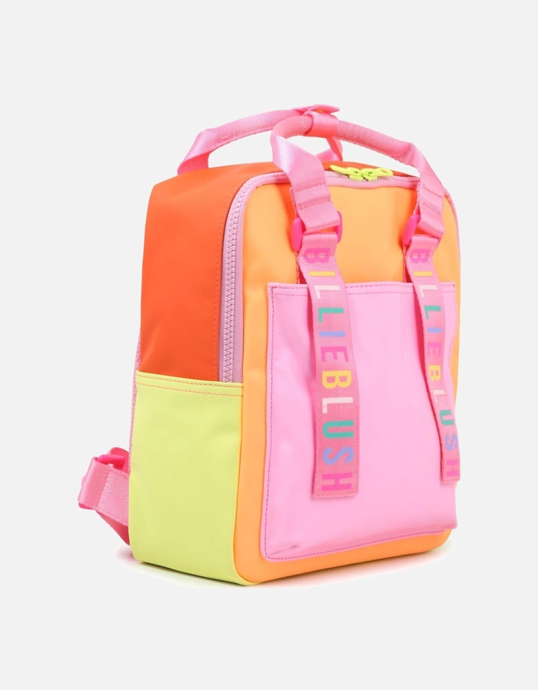 Girls Orange Multi Logo Backpack