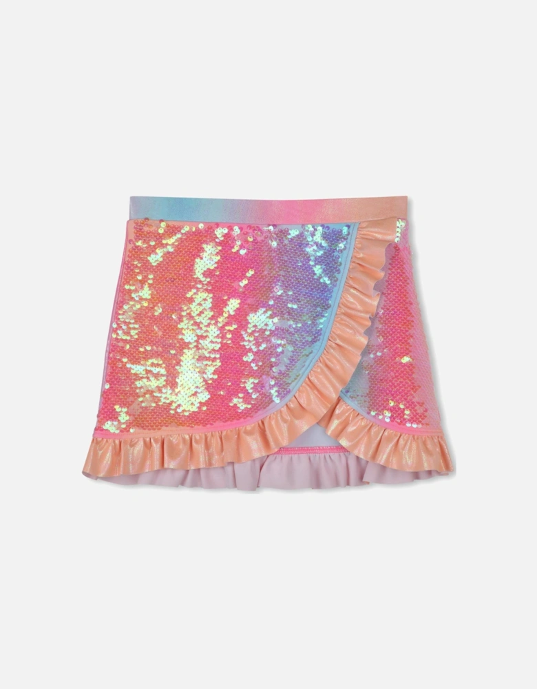 Girls Sequin Frilly Swim Skirt