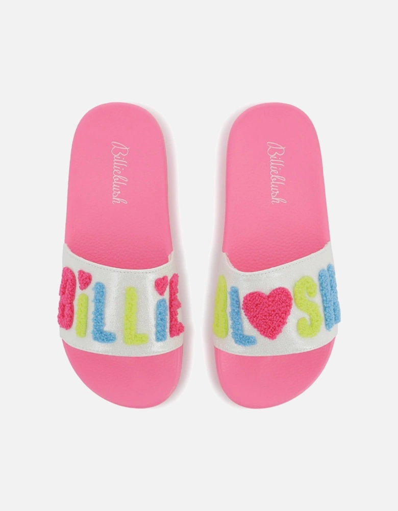 Girls Pink Multi Logo Sliders