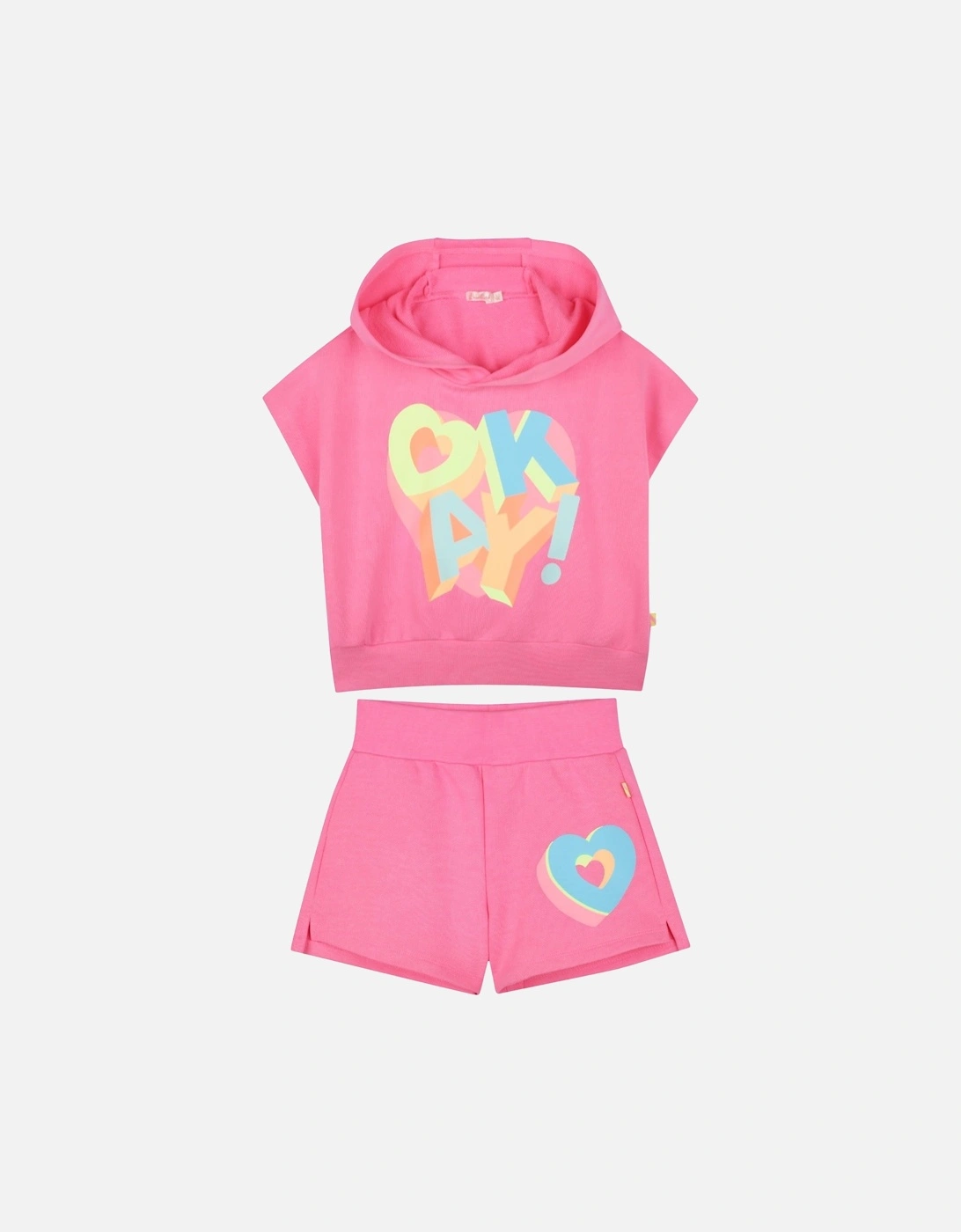 Girls Pink Hoody Short Set, 6 of 5