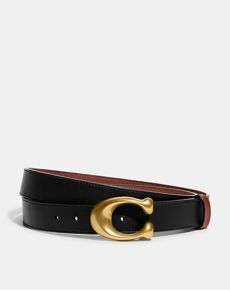 Sculpted C Reversible Leather Belt 32mm - Black