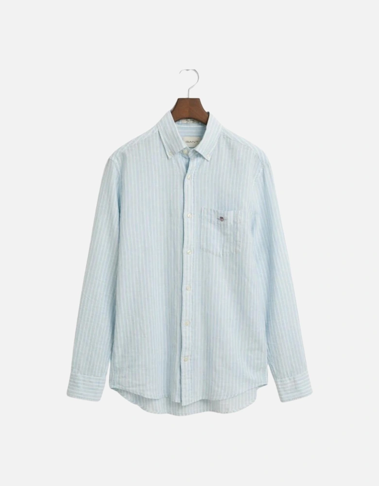 Reg Cotton Linen Stripe Shirt - Fresh Blue