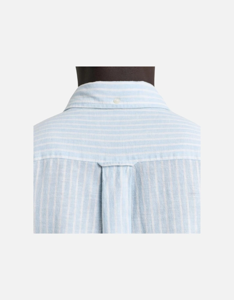 Reg Cotton Linen Stripe Shirt - Fresh Blue